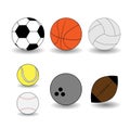 Set of vector sport balls in flat style Royalty Free Stock Photo